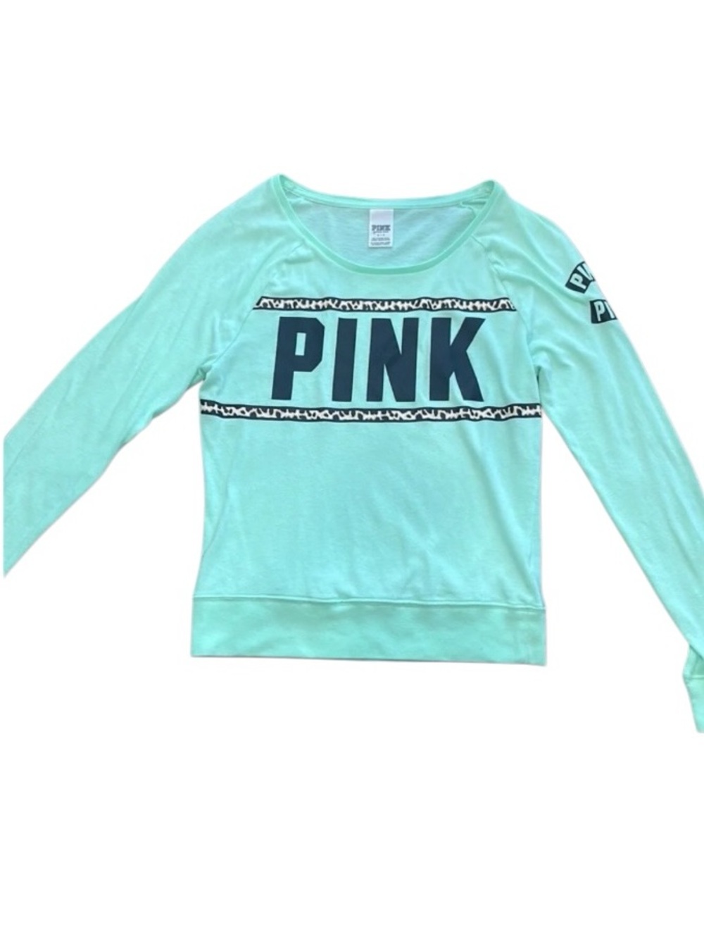 PINK Victoria's Secret Mint Green Logo Long-Sleeve Sweatshirt